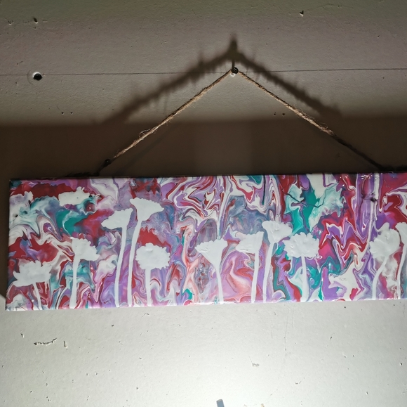 Wood Abstract Painting Melting Roses colors decor - Picture 7 of 12